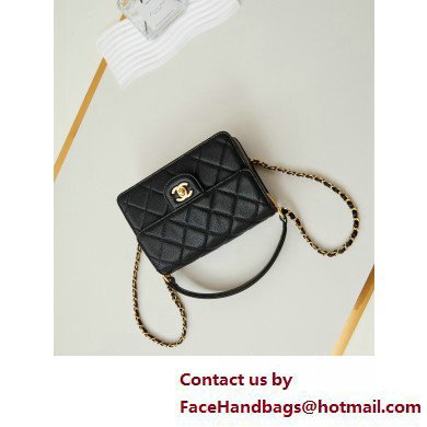 Chanel Grained Calfskin  &  Gold-Tone Metal Small Flap Bag with Top Handle Black 2025